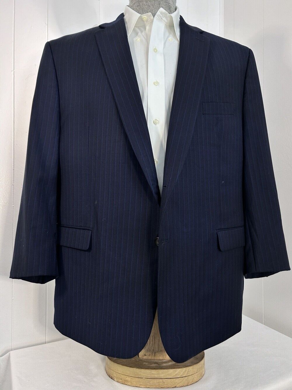 Ralph Lauren Wool Navy Pencil Stripe Suit 2pc Sz 50